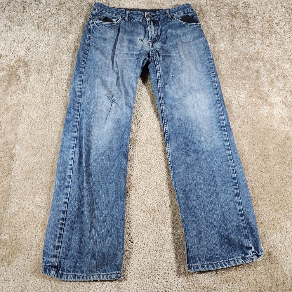 J Ferrar Jeans Mens 30x29 Blue Slim Straight Leg Distressed JF Denim Pants